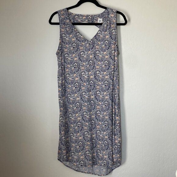 Gap Women's Small Paisley Print Shift Mini Dress Boho Chic Preppy Hipster - Picture 2 of 4